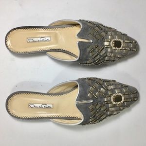 Oscar de la Renta Silver Flat Slide